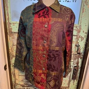 Erin London Multicolor Bohemian Patchwork Fabric Jacket